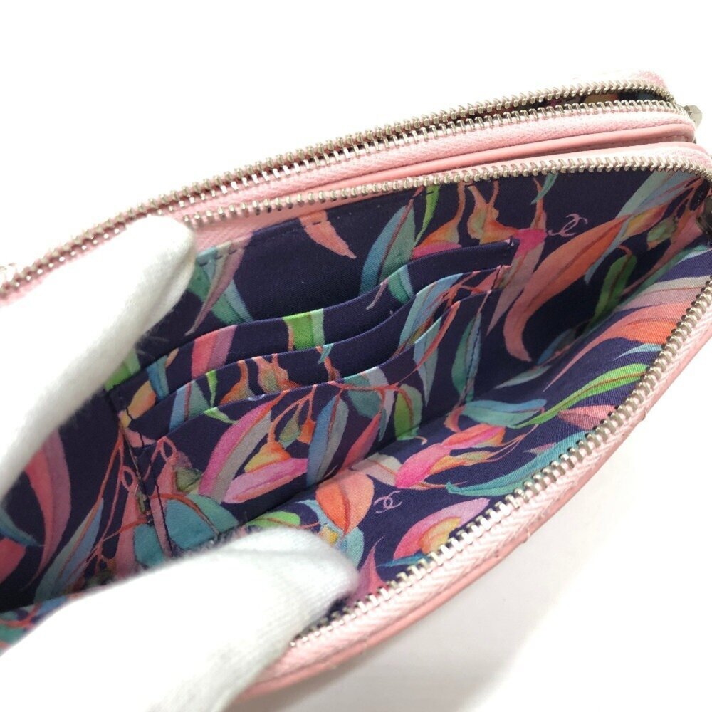 CHANEL Authentic Pink Lambskin Leather Logo Wallet - Picture 12 of 16